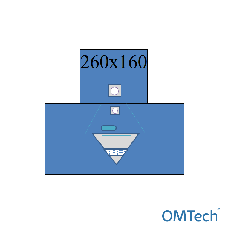 Покриття операційне OMTech™ для урології №7 260см х 160см - на дугу, із захисним покриттям для ніг, адгез. опер. полем та мішком збиральним (СМС - 35 г/м2)